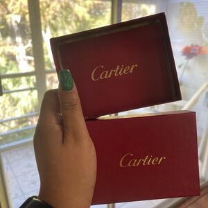 Cartier box, bag, and perfume box